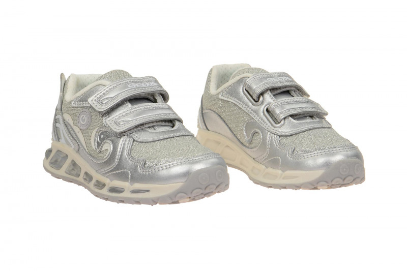 Geox Respira Shuttle Girl Kinderschuhe in silber weiß Mädchen
