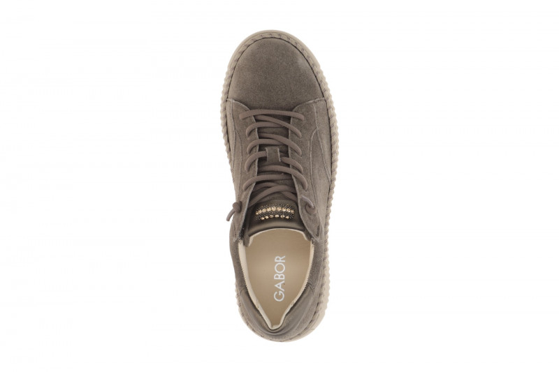 Gabor Schuhe taupe braun Plateau Sneakers Strass-Schmuck 6014
