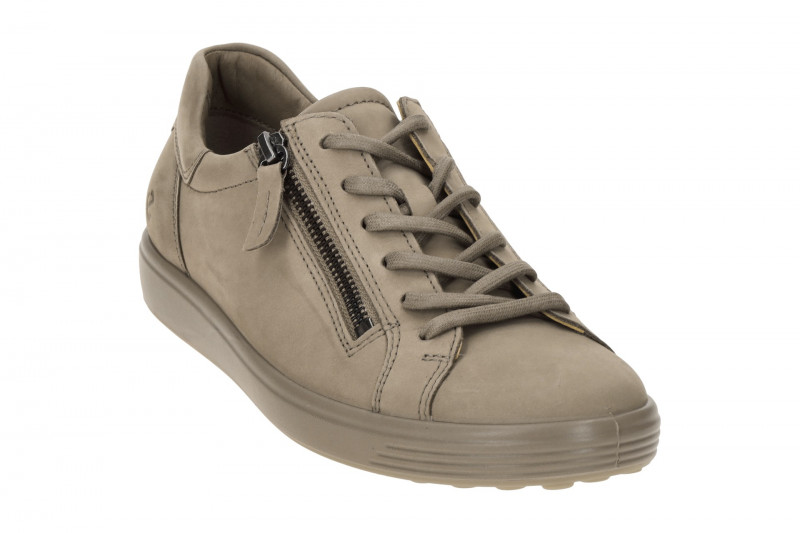 Ecco Soft 7 Schuhe taupe braun Zip Nubuck 490553