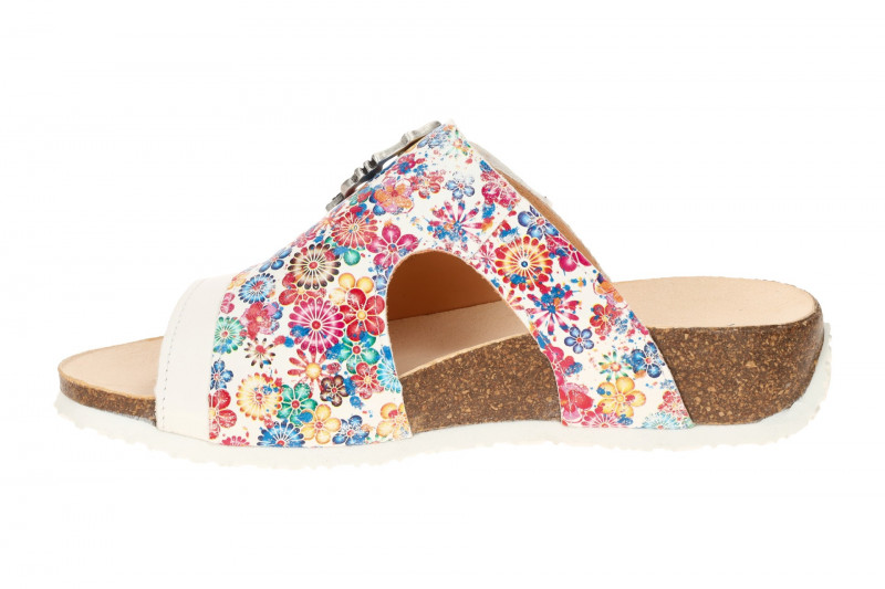 Think Mizzi Pantoletten weiß bunte Blüten 124