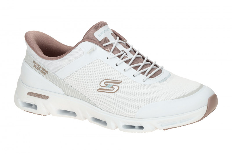 Skechers Glide Step Schuhe weiß altrosa Damen SLIP INS 104616