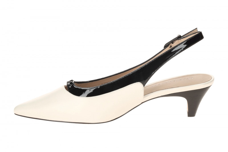 Peter Kaiser Sling Pumps weiß schwarz Kitten Heel 79504