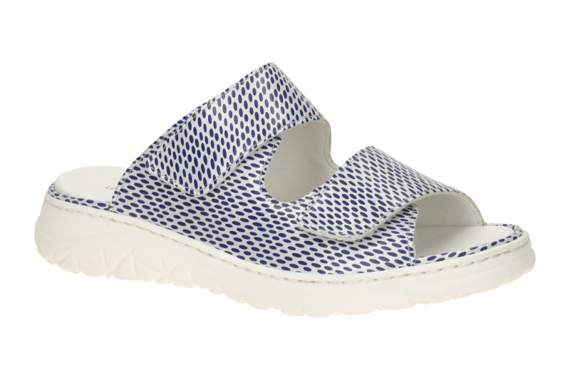 Waldläufer Joline Pantolette blau silber gemustert H-Weite 756501