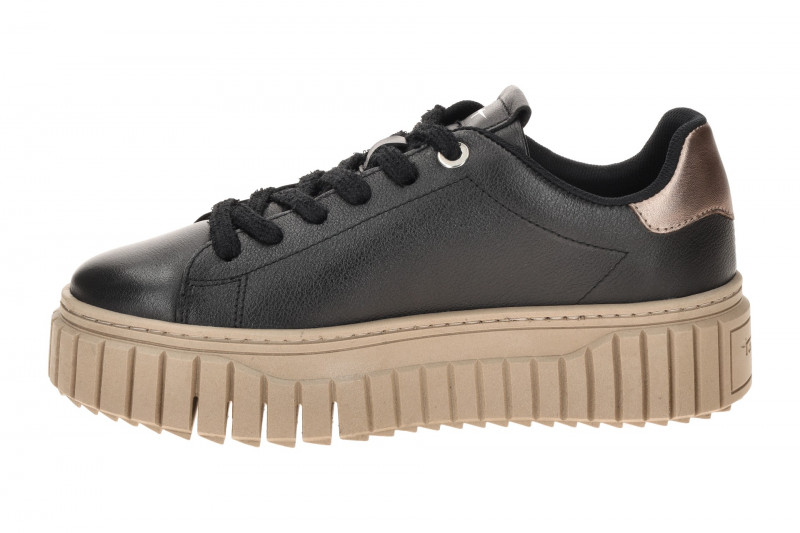 Tamaris Schuhe Plateau Sneaker schwarz gold 23702