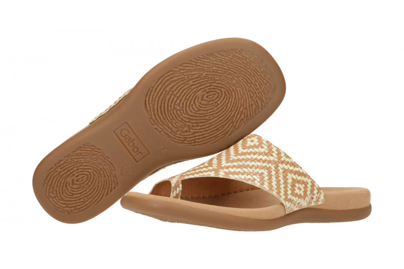Gabor Zehentrenner Pantolette braun beige Flecht