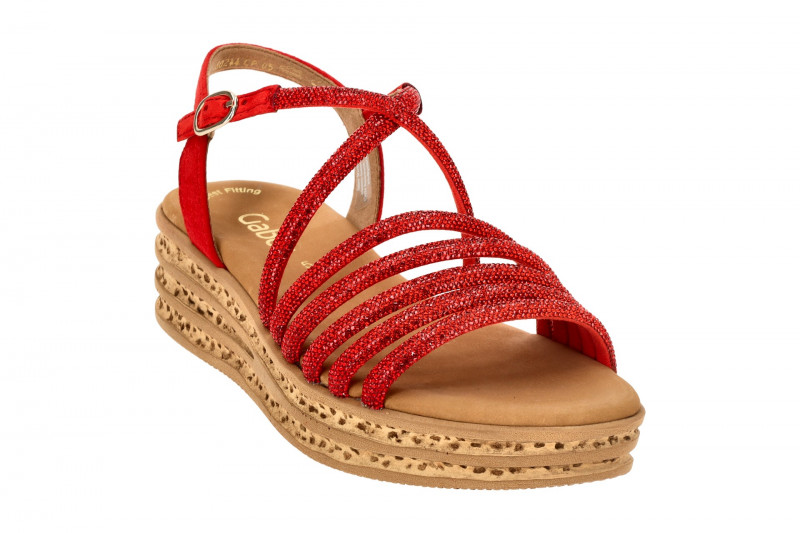Gabor Fashion Plateau Sandalen rot Strass 64.555.85