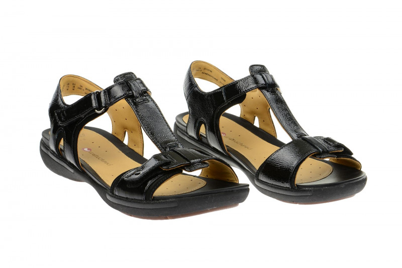 Clarks Un Voshell Sandale schwarz Lack