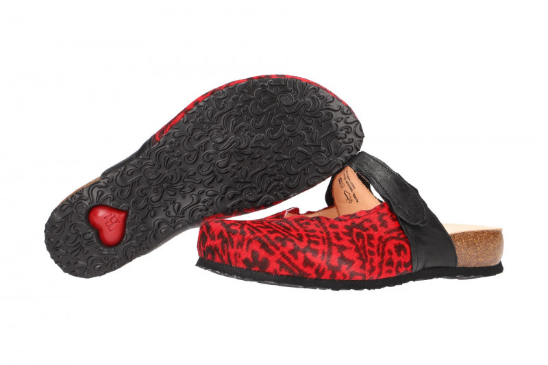 Think Julia Pantolette Clogs rot schwarz Fell