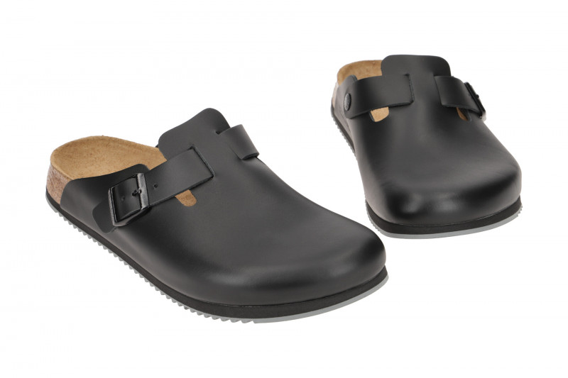 Birkenstock Boston Pantolette schwarz Naturleder Normal-Weit 60194