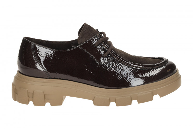 Paul Green Schuhe braun Lack Velour Mokassin Loafer 1183