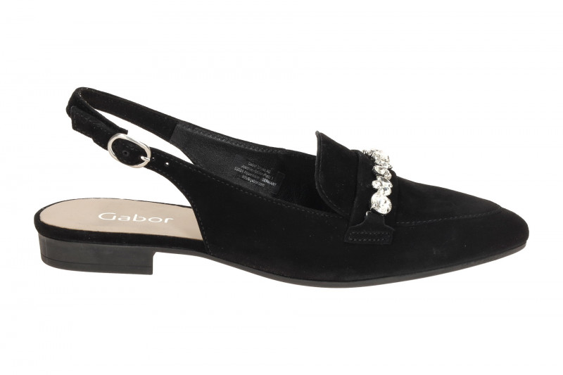 Gabor Sling Pumps schwarz Samt Kristall 61.531.17