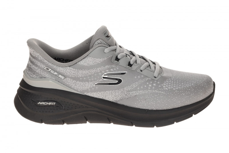 Skechers Arch Fit Herren Schuhe grau schwarz Slip Ins 233400