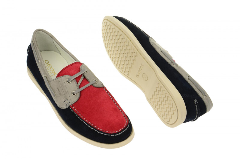 Geox Respira Juarez Schuhe Mokassin in rot blau grau
