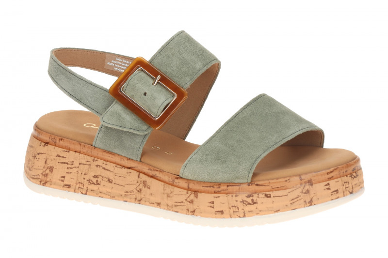 Gabor Plateau Sandale grün Velour Kork 82.744.44