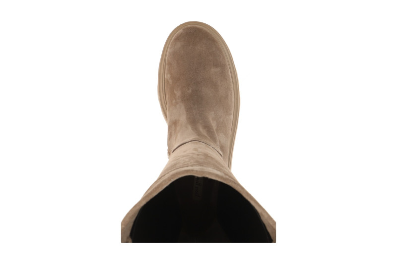Paul Green Stiefel taupe braun Langschaft Velour 8296