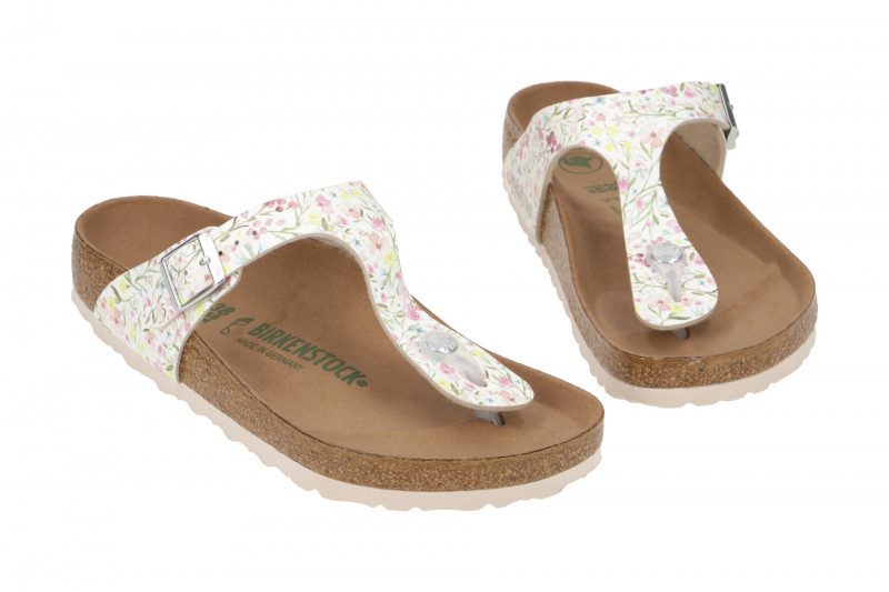 Birkenstock Gizeh BS Pantolette weiß Blumen 1018466