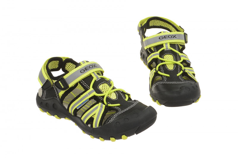 Geox Kinder Sandale Kyle schwarz gelb J42E1C