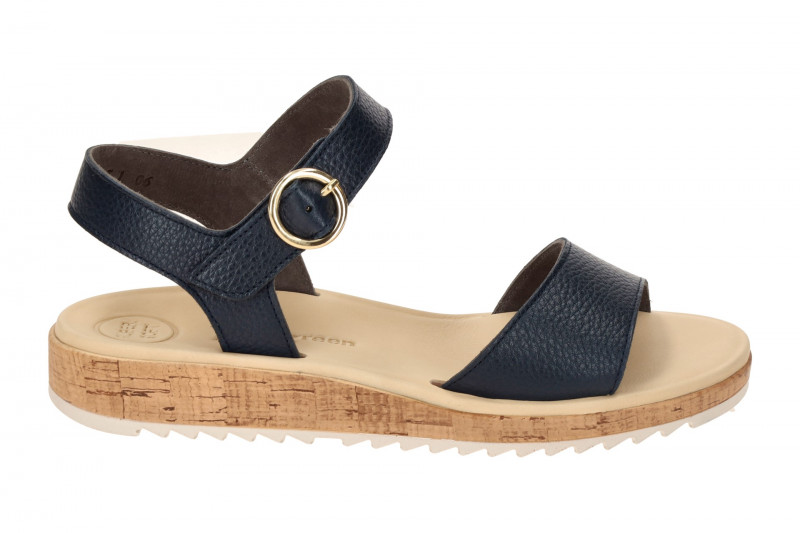 Paul Green Sandale blau Klett genarbtes Leder 7134