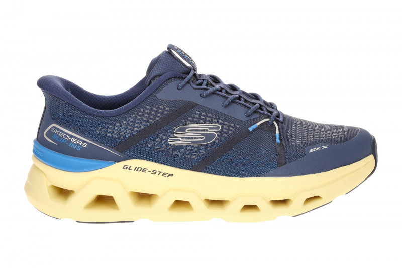 Skechers Glide Step Schuhe blau gelb Herren Slip-Ins 233023