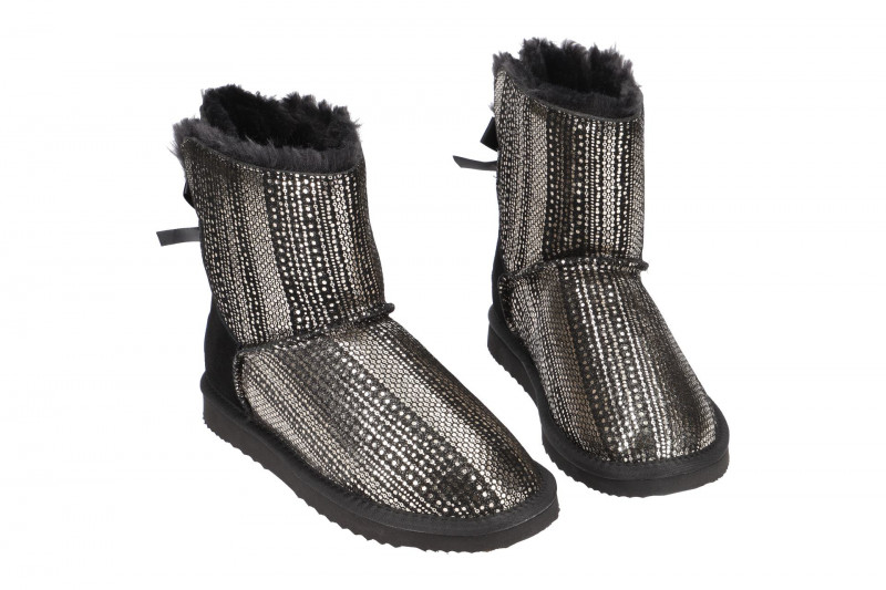 Oog Stiefel schwarz silber Schleife Boots