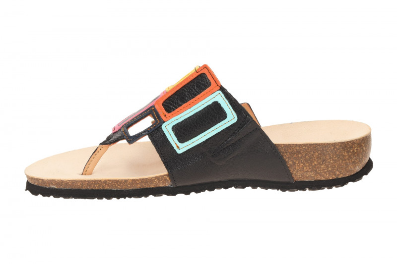 Think Julia Pantolette Zehentrenner schwarz bunt Viereck 1136