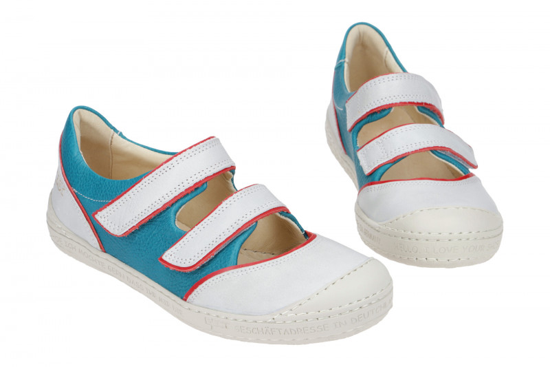 Eject Dass Schuhe weiß blau Klett Slipper 20954