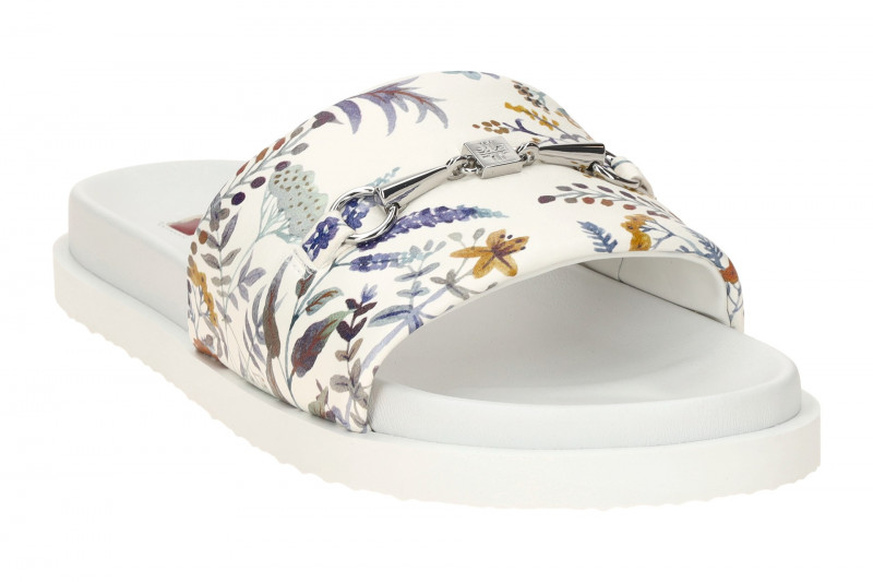 Högl Kiki Pantolette weiß bunte Blumen 0859