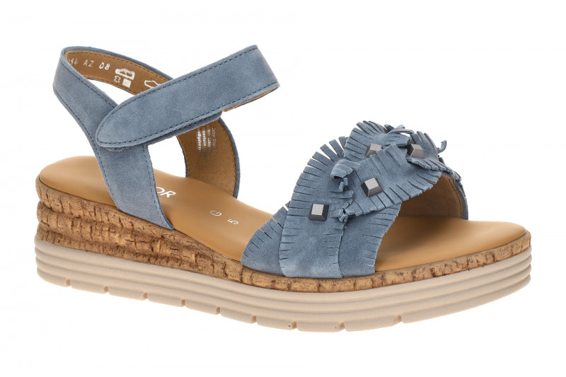 Gabor Keil Sandale blau Velour Fransen 82.704.26