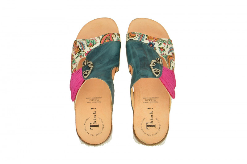 Think Mizzi Pantolette blau pink weiß 2-82353-79