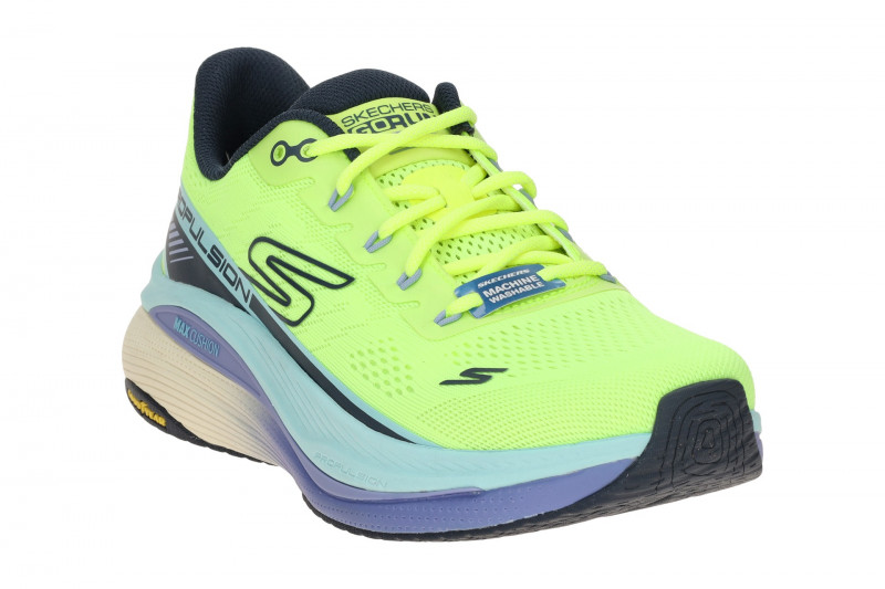Skechers MAX CUSHIONING Schuhe gelb blau Damen Sportschuhe 128901