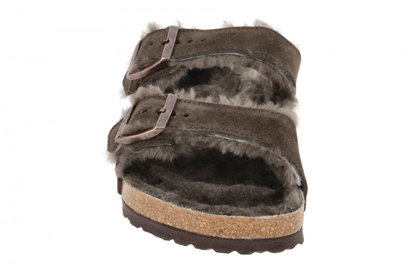 Birkenstock Arizona Shearling Pantolette dunkelbraun Lammfell 1020566
