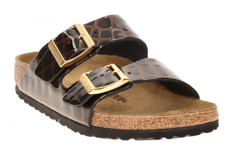 Birkenstock Arizona BS Pantolette schwarz braun Kroko SCHMAL 1032864