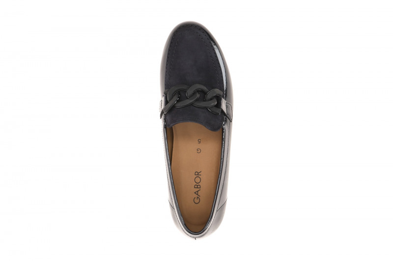 Gabor Schuhe Slipper blau Lack Velour Mokassin 4004.01