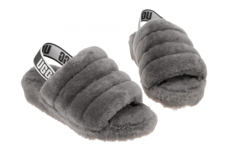 UGG Fluff Yeah Slide Hausschuhe grau charcoal