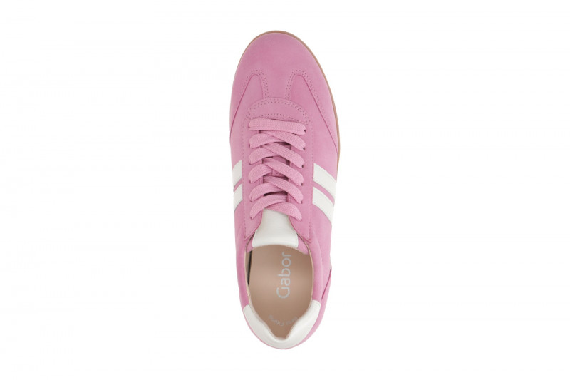 Gabor Schuhe Retro-Sneakers rosa weiß Velour 63.300.33