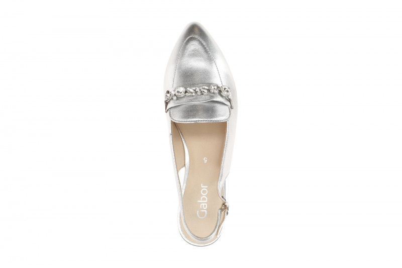 Gabor Sling Pumps silber grau metallic Kristall 61.531.61