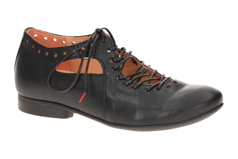 Think Guad Schuhe schwarz gelocht Glattleder 565