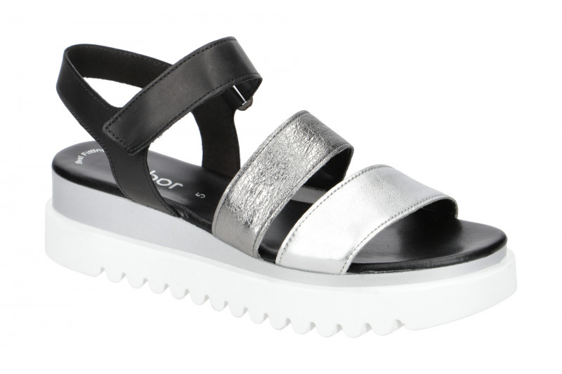 Gabor Plateau Sandale silber schwarz 24.610.61