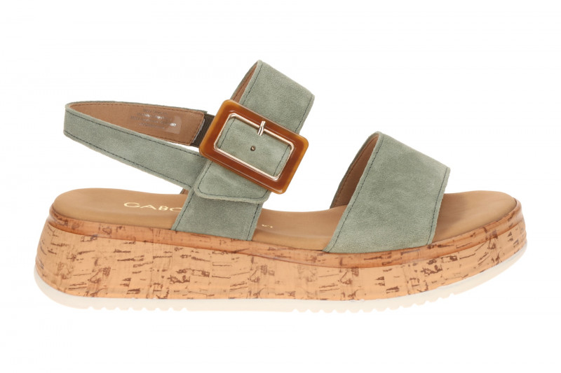 Gabor Plateau Sandale grün Velour Kork 82.744.44