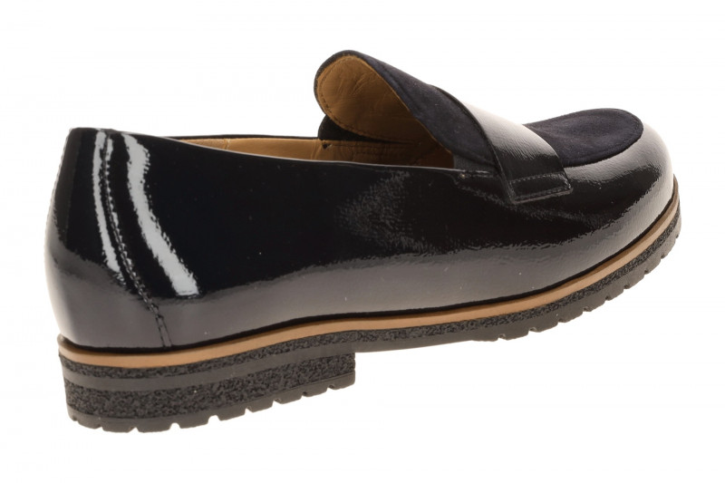 Gabor Schuhe Slipper blau Lack Velour Loafer 4005.01