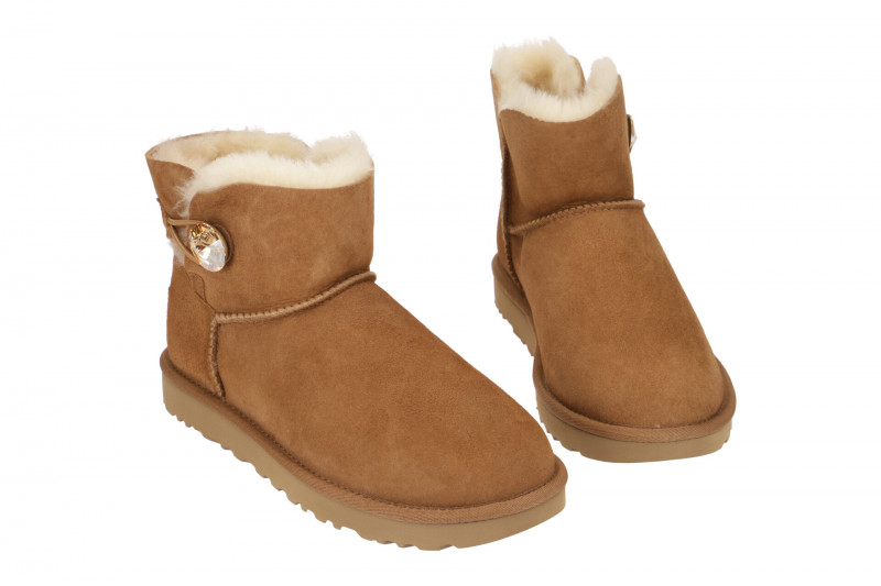 UGG Mini Bailey Button Bling Stiefel braun