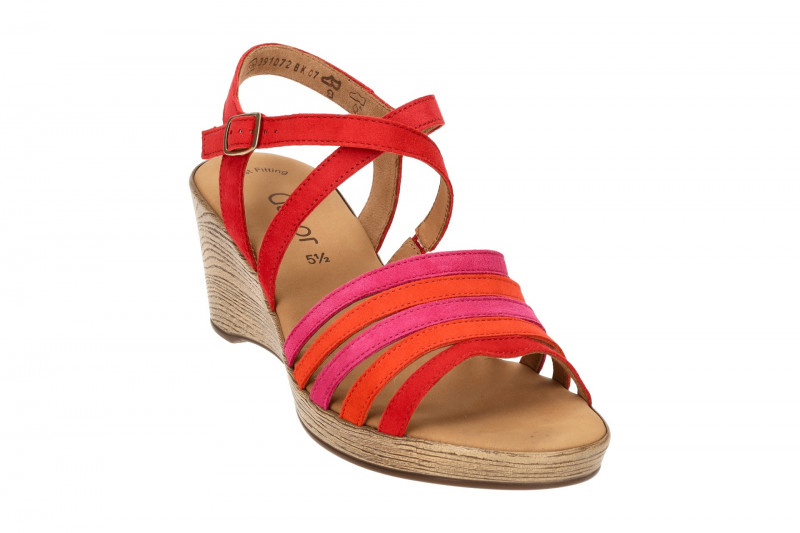 Gabor Plateau Sandale rot pink Velour 44.671.10