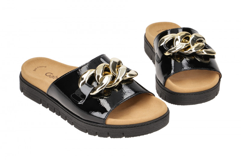 Gabor Glamour Pantolette schwarz Lack 83.743.97