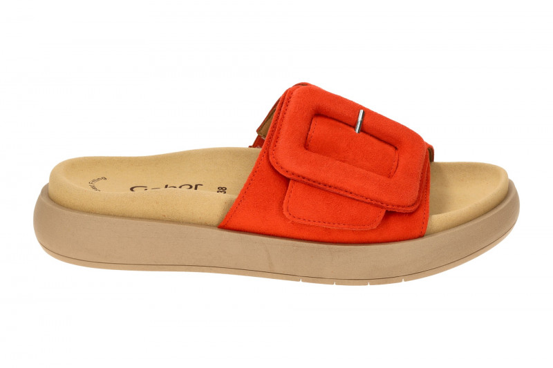 Gabor Plateau Pantolette orange Velour 63.751.13