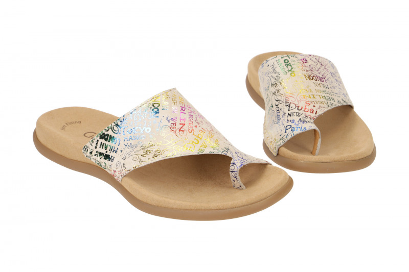 Gabor Zehentrenner Pantolette beige multi letter 23.700.64