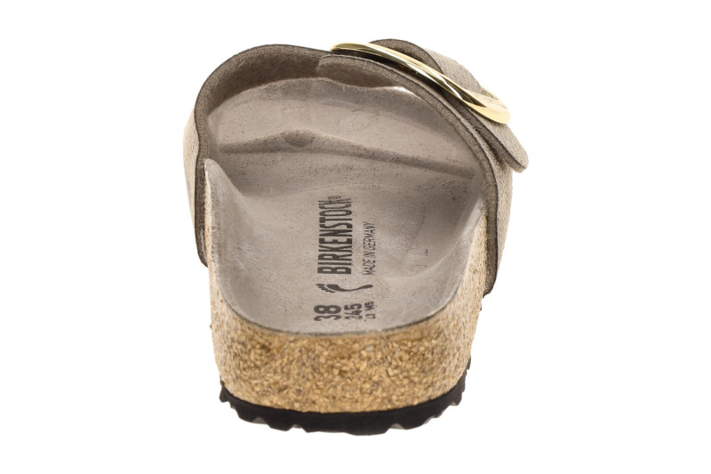 Birkenstock Madrid Big Buckle Pantolette taupe grau Python Schmal 1032965