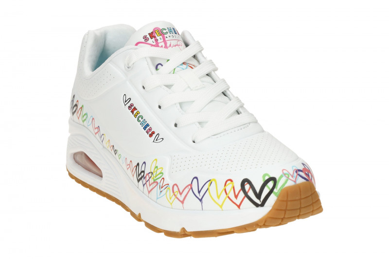Skechers Uno Schuhe weiß mit bunten Herzen 177917