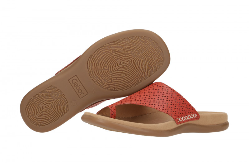 Gabor Zehentrenner Pantolette rot Nappa Stamp