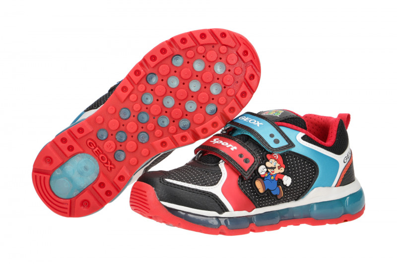 Geox Kinder Schuhe schwarz rot Super Mario J1644A