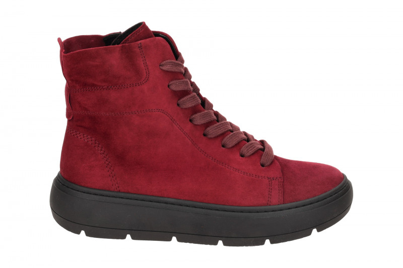 Gabor Stiefelette rot bordo Schnür Boots Samt 53.720.15